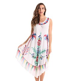 Riviera Sun Sleeveless Umbrella Dresses for Women 21966-WHT-3X