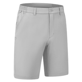 BGOWATU Mens Hiking Shorts Lightweight Quick Dry 9'' Fit Golf Outdoor Shorts Camping Work Fishing Cargo Shorts with Zip Pocket Light Grey Size 34