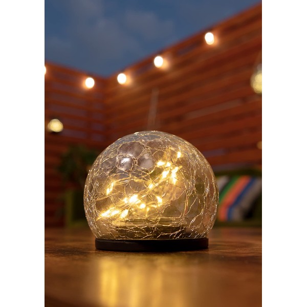 alba Small Solar Light, Ball Shape, Diameter 3.9 inches (10 cm), Bulb Color, Waterproof, Automatic Lighting, Placement Type, Outdoor, Glass