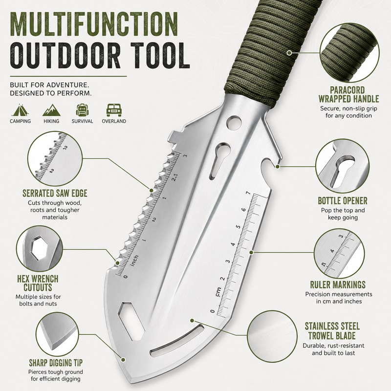 Portable Camping Shovel for Outdoor Survival – Stainless Steel Mini