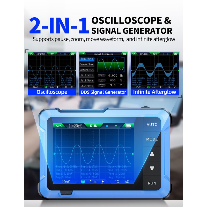 FNIRSI DSO-510 Handheld Oscilloscope/DDS Signal Generator 2 in 1, Digital
