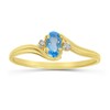 14k Yellow Gold Oval Blue Topaz And Diamond Ring (Size