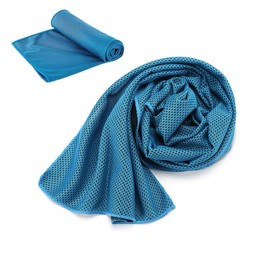 冷感タオル 30X100cm クールタオル 1枚 UVカット大判 ひんやりタオル 超吸水 首ひんやりグッズ 冷感繊維使用 冷却タオル 超軽量 吸汗速乾 冷感持続 熱中症対策 スポーツタオル (ブルー)