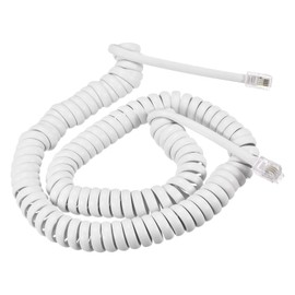 sourcing map Telephone Handgerät Kabel 4P4C 22.97Ft Coiled Cable for Landline Telephones White