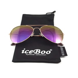 iceBoo® Sunglasses pilot style Copper Metal frame Lens Mens Womens Unisex UV 400 vintage (Copper frame purple outer lens (A5035))