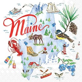 Boston International - 3-Ply 5" Cocktail Napkins - State Collection - Maine