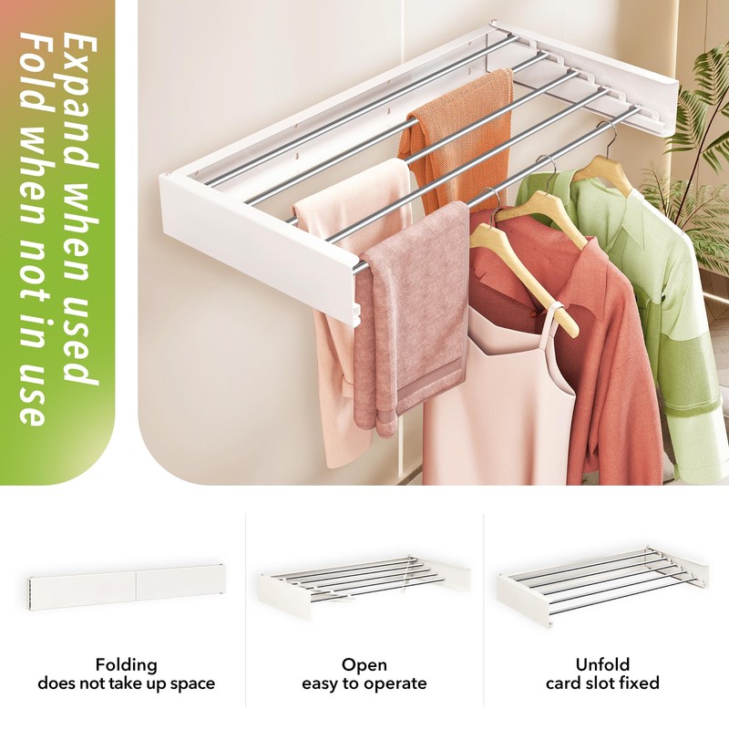 ZdwCyl Wall Mounted Clothes Drying Rack 32 inches,Foldbale Laundry Drying
