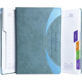 MESVIER Agenda 2024, Planificador Diario, Semanal y Mensual con Pestañas de Enero a Diciembre 2024 con Papel de Alta Calidad, Una Hoja por Día, Tamaño A5 (21 x 14.5 cm), Color Azul