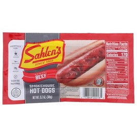 Sahlen's Original Smokehouse All Beef Hot Dogs with Tender Casing | Fully Cooked, Gluten Free | Perfect for Grilling, Pan-Frying and More | 5lb Pack