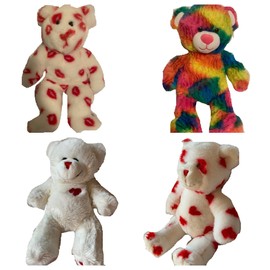 Weighted stuffed animal, teddy bear plush with 3 or 4 lbs, washable plush weighted buddy, hearts, lip kisses