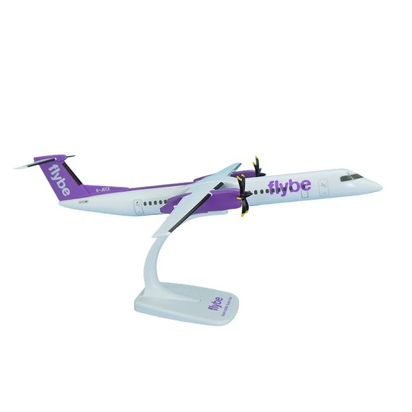 AeroClix Model Airplane Flybe 1/100 Scale Plane Bombardier Dash8-400 Q400 Model for display with stand, push together Model Aircraft for collectors