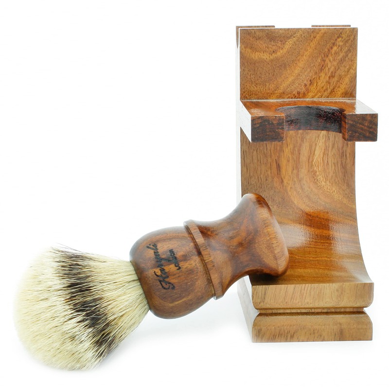 3-Piece Wooden Shaving Set for Men Silver Tip Badger Hair