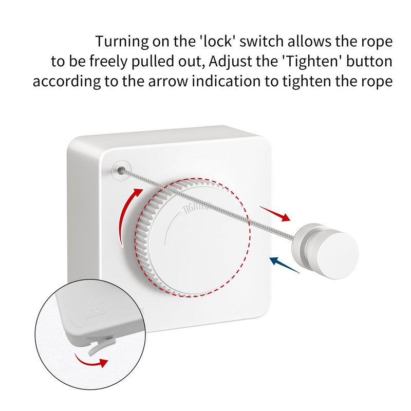 JOOM Retractable Washing Line, Wall Mounted Indoor Clothesline,White