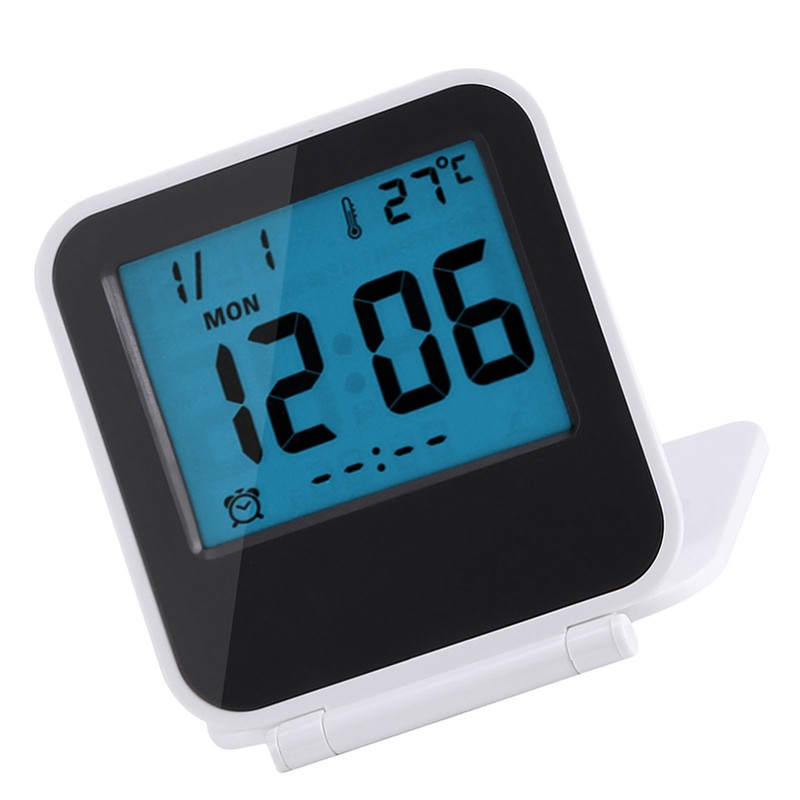 Portable Foldable Tabletop Travel Digital Alarm Clock with Temperature Calendar