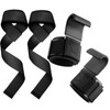 Weight Lifting Wrist Straps and Hooks Set - Black, Reinforced
