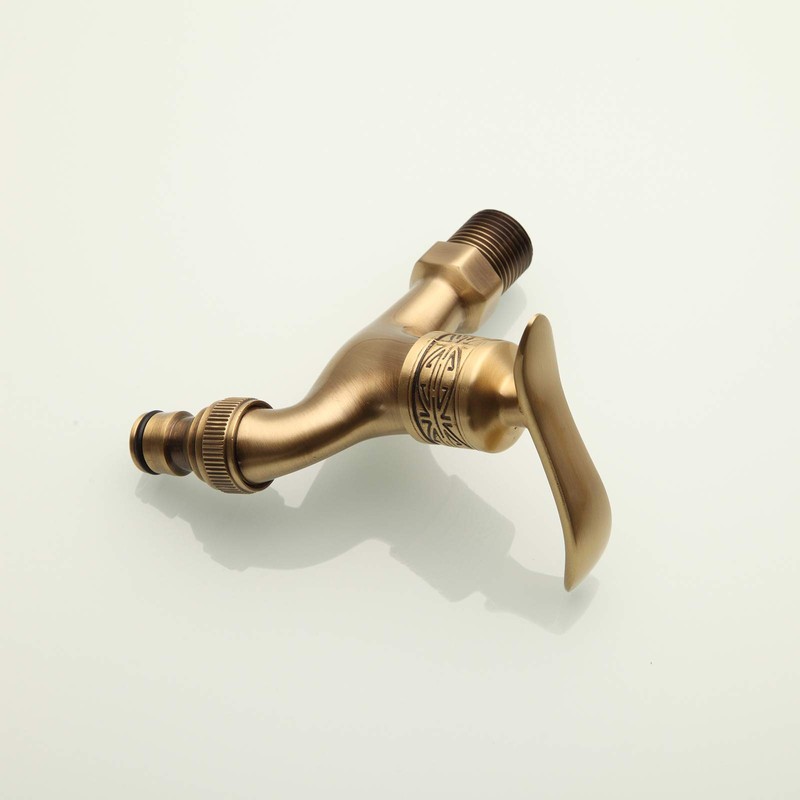 Antique Brass Bathroom Washing Machine Wall Mounted Tap with Handle