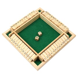 CA Mode Shut The Box Game, Dice Board Toy 2-4 Players Wooden Board Games 12 Numbers 4 Sided Flop Game Kids Adults Indoor Smart Math Table Game