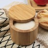 ZTHapwa Salt Cellar with Magnetic Swivel Lid, Rustic Bamboo Salt