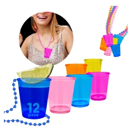 Grupo Carnavallia 12 Collares Shot Transparente Caballito Color Vaso Tequilero