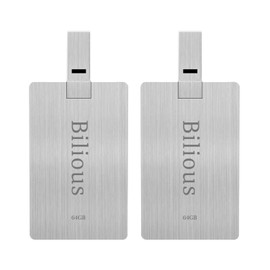 Bilious USB Flash Drive, 2PCS 64GB Metal Credit Card Bank Card Style Thumb Drive Portable Key-Hole Design USB 2.0 Memory Stick, Waterproof Jump Pen Drive for Storage and Backup