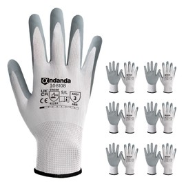 ANDANDA 6 Pairs Work Gloves, Nitrile Coated Safety Work Gloves, Work Gloves Suitable for General Duty Work like Logistics/Assembly/Utilities & Public Works, White/X-Large