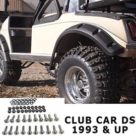 Huskey 4PCS Club Car DS Golf Cart Fender Flares with Stainless Steel Hardware for DS 1993 & Up G&E Models,Constructed of Impact-Resistant ABS plastic for Lifted Golf Cart with Offroad Tires