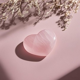 45 mm Rose Quartz Crystals Heart Stones Healing Crystals Gift Natural Reiki Polished Love Gemstone Palm Worry Stone Heart Shaped Rocks Meditation