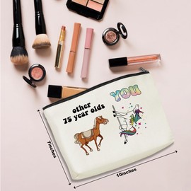 75th Birthday Gifts for Women Unicorn Cosmetic Bag Best Gifts for 75 Year Old Woman Grandma Grammy Makeup Bag Cheer to 75 Years Wedding Anniversary Mothers Day Makeup Pouch 75th Birthday Party Favors