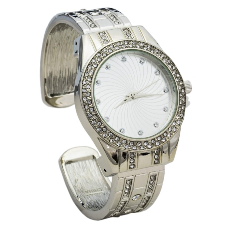 Blekon Collections Quartz Women's 34mm Case Elegant Rhinestone Bangle Watch
