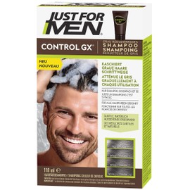 Just For Men Control GX Shampoo to Reduce Grey Hair, Hair Dye, Hair Colour, Men, with Coconut Oil and Aloe Vera - All Hair Colours, 118 ml
