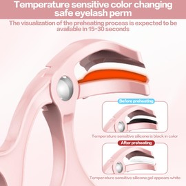 LOMUG Elektrische Wimpernzange Mit Heizfunktion, Präzisions-Wimpernzange Ohne Seitenrahmen Mit 65°C Hitze & 2-in-1 Tragbare Wimpernzange - Kein Kneifen Oder Ziehen Für Alle Wimpernformen (Rosa)