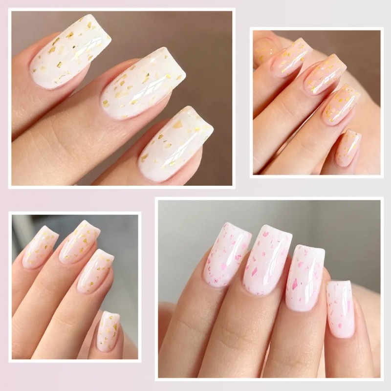 Set De 6 Esmaltes De Uñas Con Glitter Crema Xeijayi