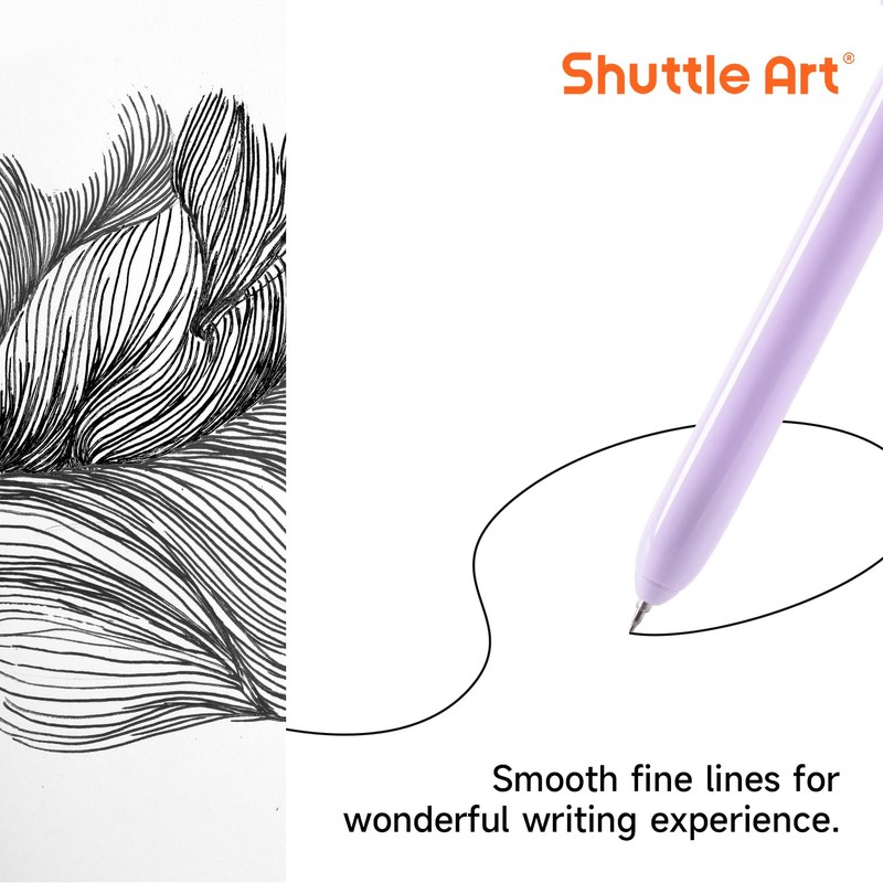 Shuttle Art Retractable Pastel Gel Ink Pens, 11 Pack Black