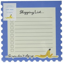 C.R. Gibson CM24-25450 Bunch of Bananas Shopping List Pad with 75 Sheets, 7" W x 7" H, Multicolor