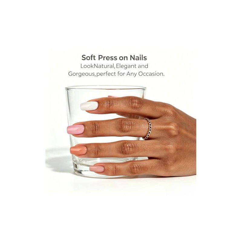 Dsixnails 150 uñas postizas nude, 5 tonos, uñas postizas cortas