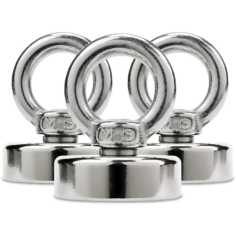 Sensei Pack of 3 Neodymium Eyelet Magnets, Diameter 25 x