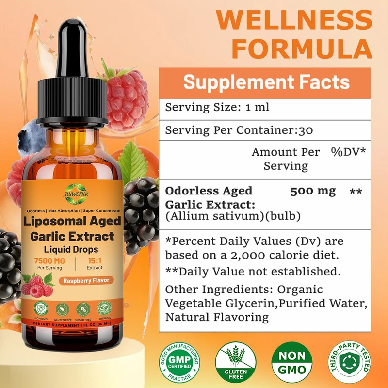 Liposomal Aged Garlic Extract Liquid Drop 500 mg, 15:1 Extract,