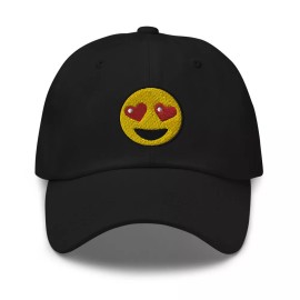 Edge of Life Designs Heart-Eyes Emoji Embroidered Baseball Cap Smiling Face Emoticon Dad hat