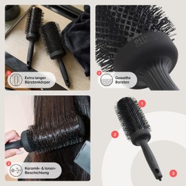 Olivia Garden Expert Blowout Speed Black Label - Matte Black - 55 - Ceramic Round Brush with Extra Long Barrel for 25% Faster Blowouts