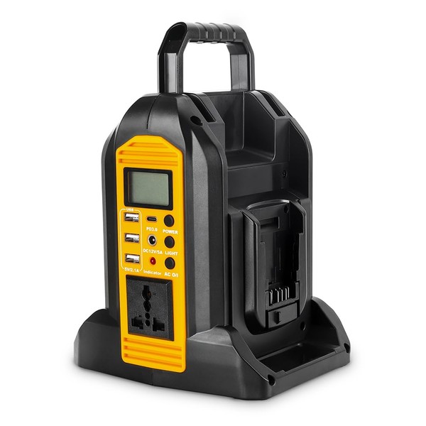 350W Power Inverter Compatible with Dewalt 20v Battery 2-Ports DC