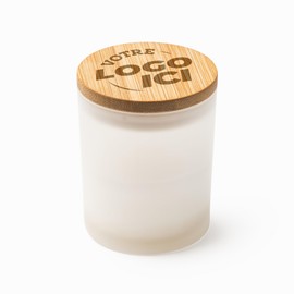 Duftkerze Vanille mit Bambusdeckel, personalisierbar (Vanila)