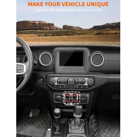 Savadicar Red Interior Accessories - Window Control Switch Trim Set for 2018-Present Jeep Wrangler JL JLU 4XE & Gladiator JT - Solid Color Interior Decor Upgrade Option, 4-Piece