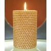 50 Hour-4 Inch Natural Beeswax Hybrid Pillar Glitter Candle, Gold