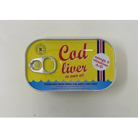 Threeline Icelandic Natural Cod Liver in Own Oil 121g / 4.3 Oz (6)