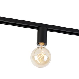 QAZQA - Modern E27 Socket with Rail Suspension for 1-Phase Rail Black - Iconic Jeana I Living Room I Bedroom - Aluminium Cylinder - LED Suitable E27