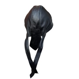 Unisex Biker,Punk, Pirate Durag Cap 100% Real Cowhide Leather Free Size Adjustable Black