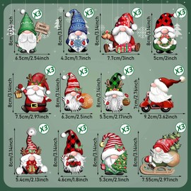 Christmas Decorations Wood, 36 Pieces Gnomes Christmas Decorations for Trees, Christmas Decorations for Tree with Rope, Wooden Christmas Tree Decorations, Hanging Christmas Tree Decorations