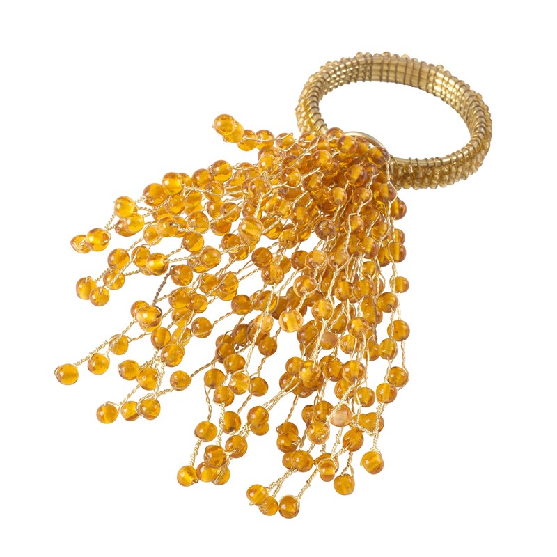 SARO LIFESTYLE Beaded Burst Design Napkin Ring - Set of