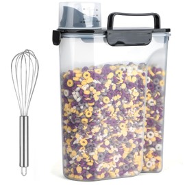 Uppetly Rice Airtight Dry Food Storage Containers 10Lbs, BPA Free Plastic Storage Bin Dispenser with Pourable Spout, Portable Handle, Kitchen Pantry Organization for Cereal, Flour and Beans Dark Grey