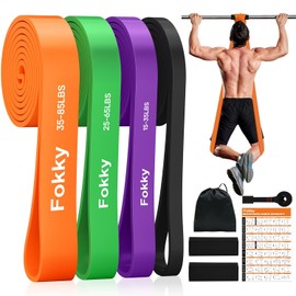 Fokky Resistance Bands Set, 5 Levels of Fitness Bands, Pull-Up Bands with Door Anchor & Protective Pads, Gymnastics Band for Fitness, Muscle Building, Strength Training